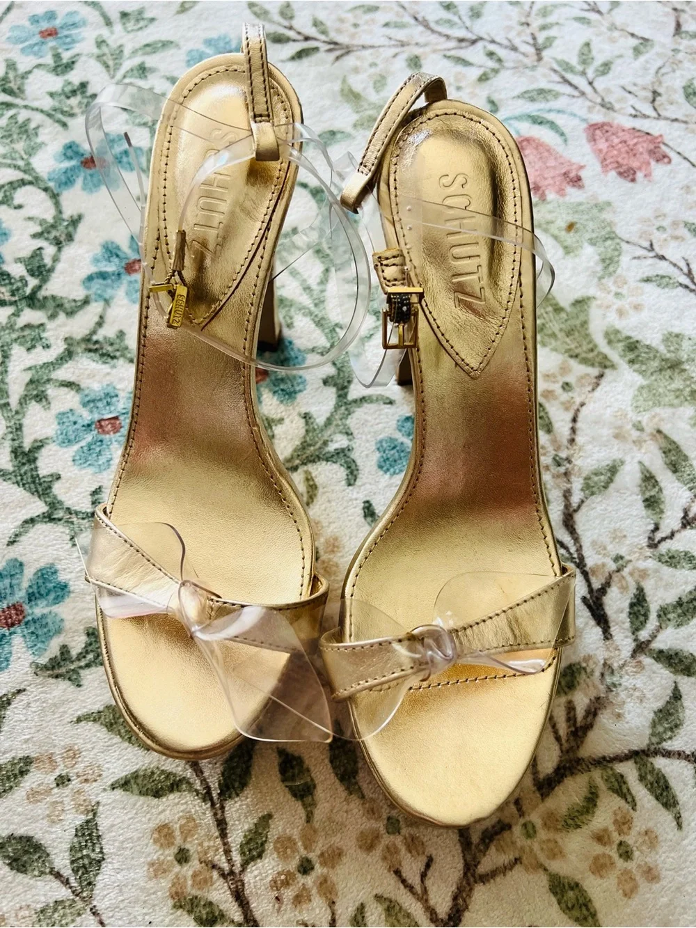 Schutz Elyda Platform Sandal 7.5 Gold